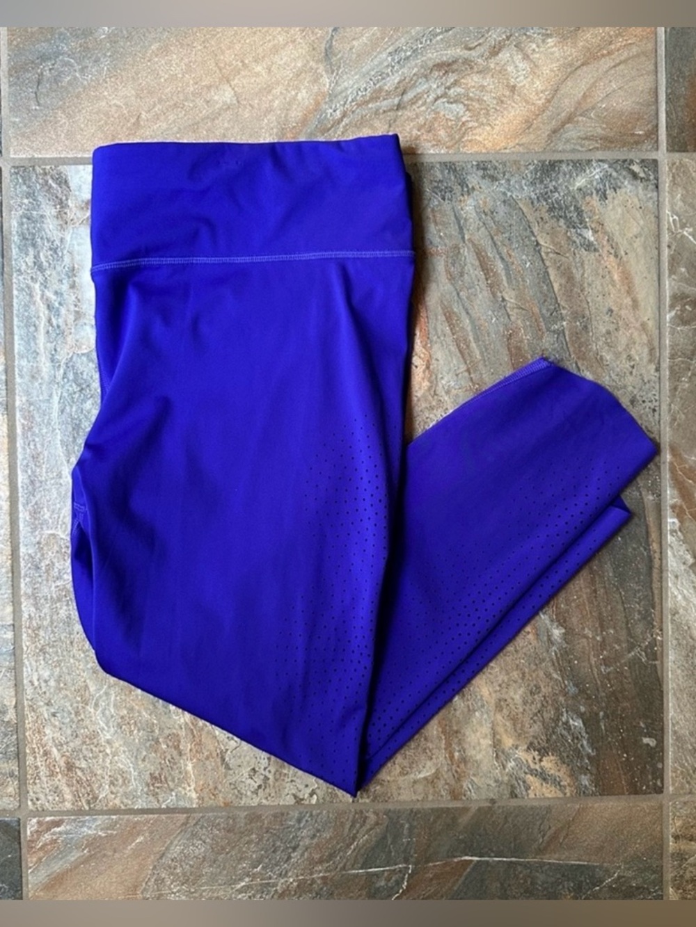 Athleta Velocity Laser Cut Leggings Blue Paradise Women’s Size XL